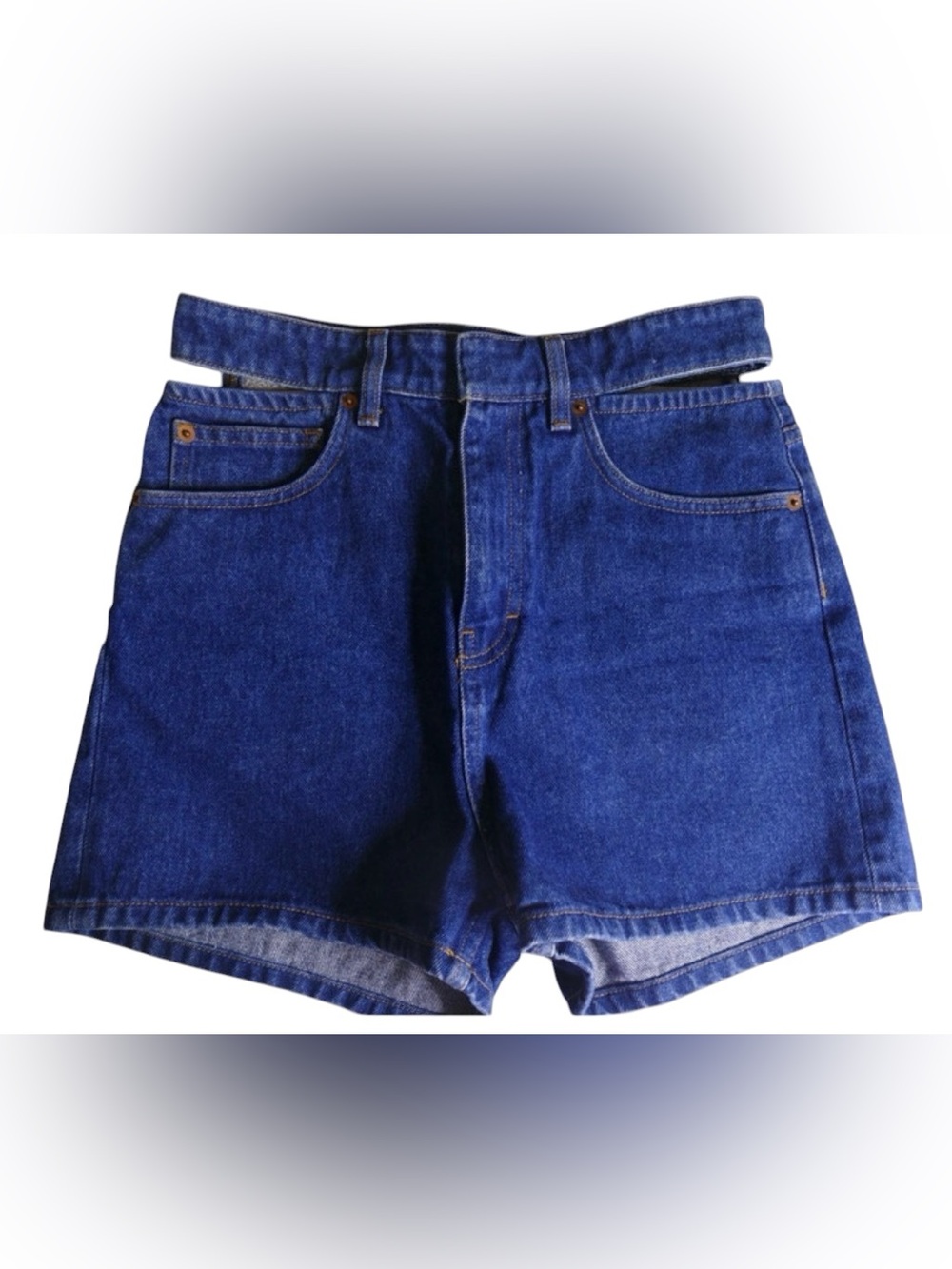 IRO Paris‎ Valvidia High-Waist Denim Cut- Out Shorts - Blue size US28